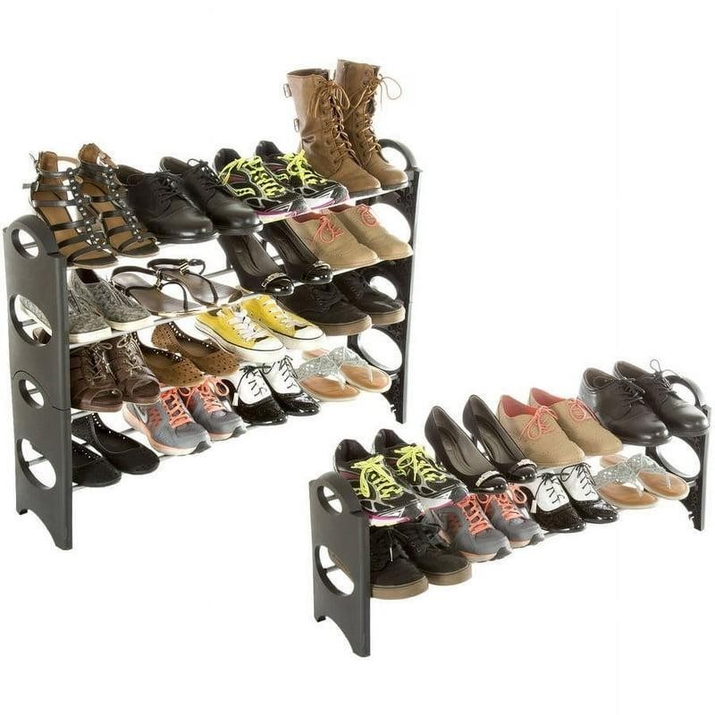 Stackable Shoe Rack Organizer 32 Pairs Space-Saving Ventilated Closet Storage US