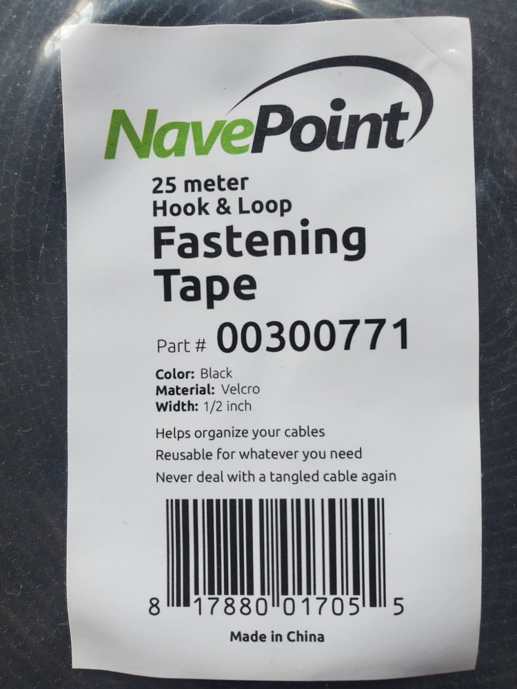 Nave Point Hook Loop Strap 1/2"X 150' + Black Reusable Cable Bundle Organization