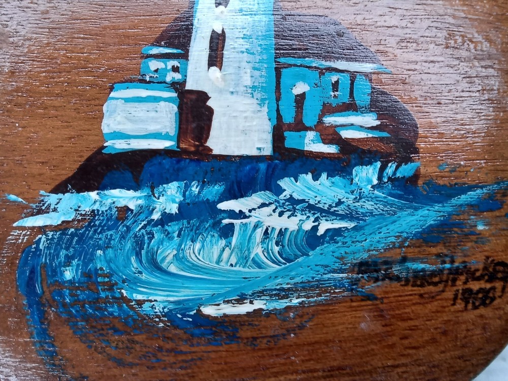 Lighthouse Hand Painted 3" Wood Round