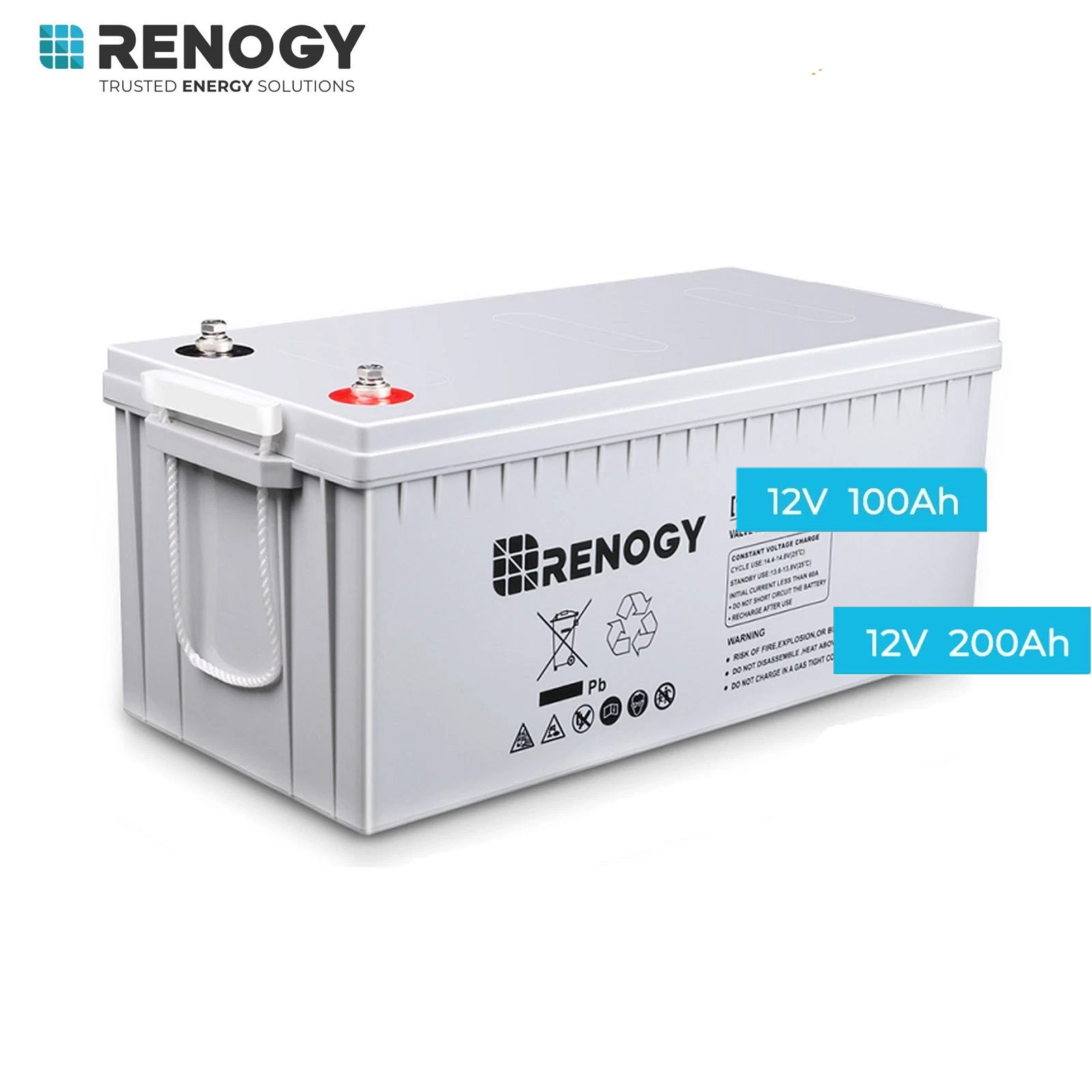Renogy Deep Cycle AGM Battery Rechargeable 12V 100Ah/200Ah For RV Solar Marine