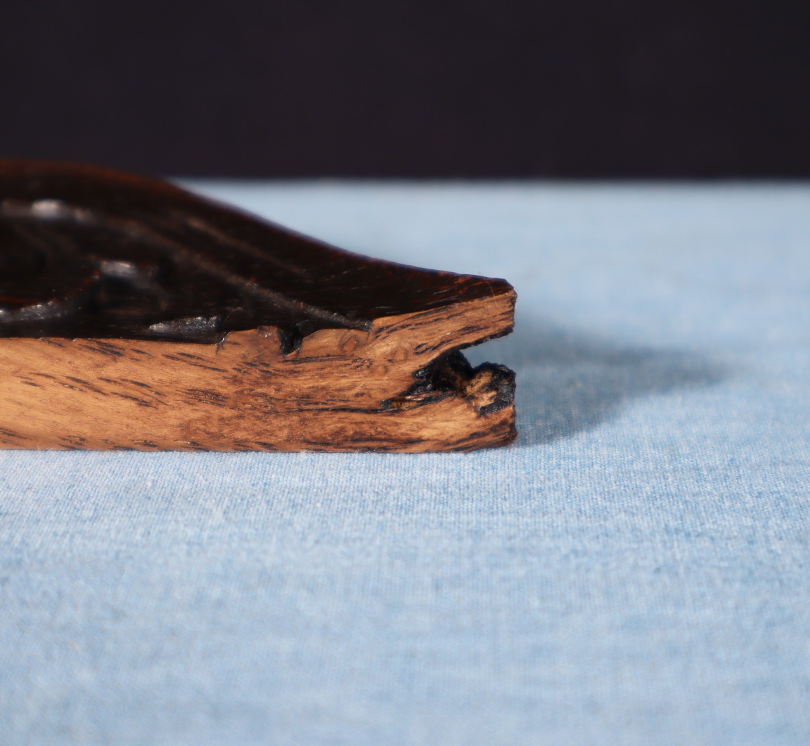 10" Wide Antique French Breton Crest in Solid Chestnut Wood Highly Carved