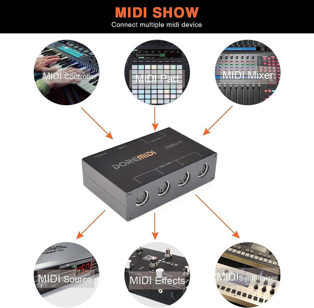 MIDI THRU-6 Box MIDI Interface Standard Five-pin Interface Musical Instrument