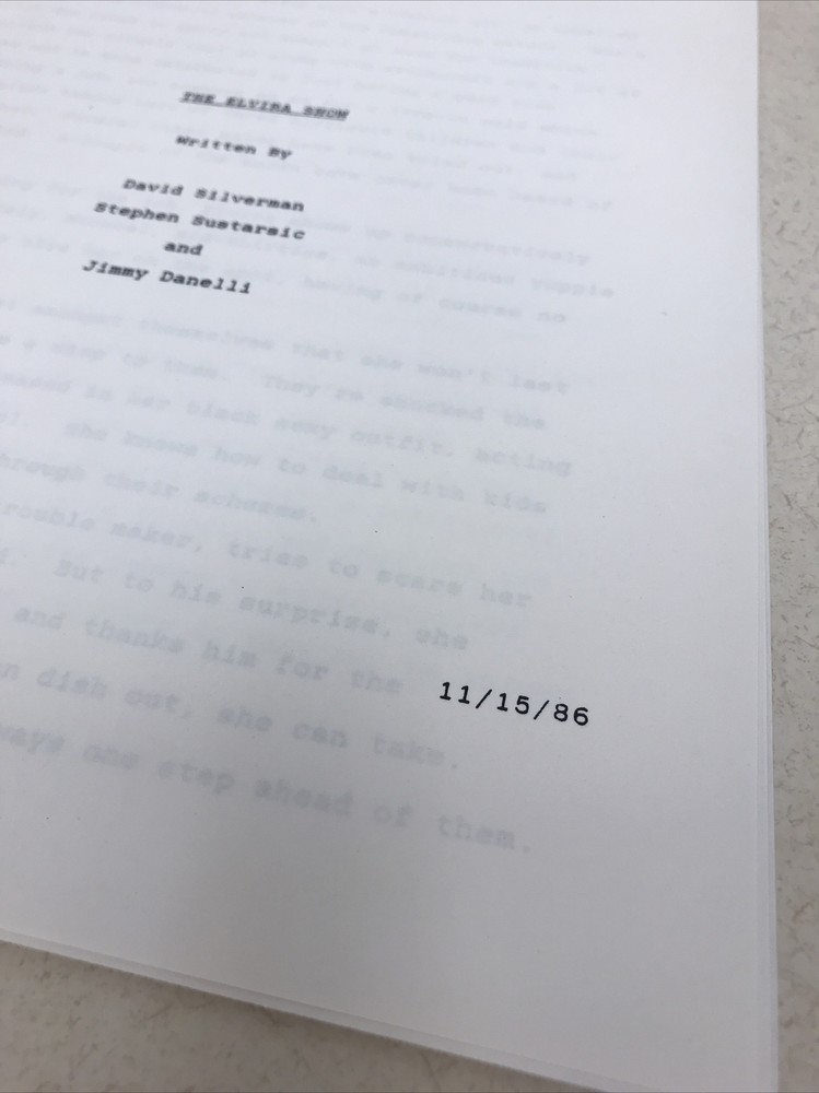 The Elvira Show TV Spec Script Draft By David Silverman Stephen Sustarsic