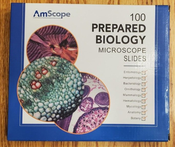 AmScope PS100E 100 Homeschool Biology Prepared Microscope Slides - Set E