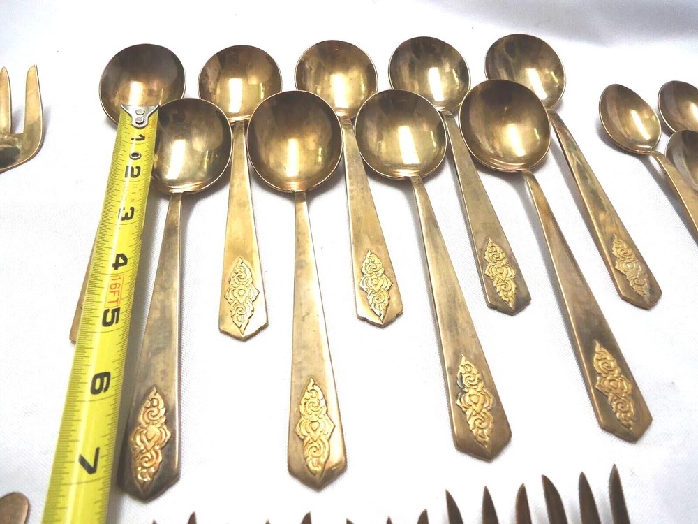 AMFARCO SIAM BRASS/BRONZE FLATWARE 50-PIECES