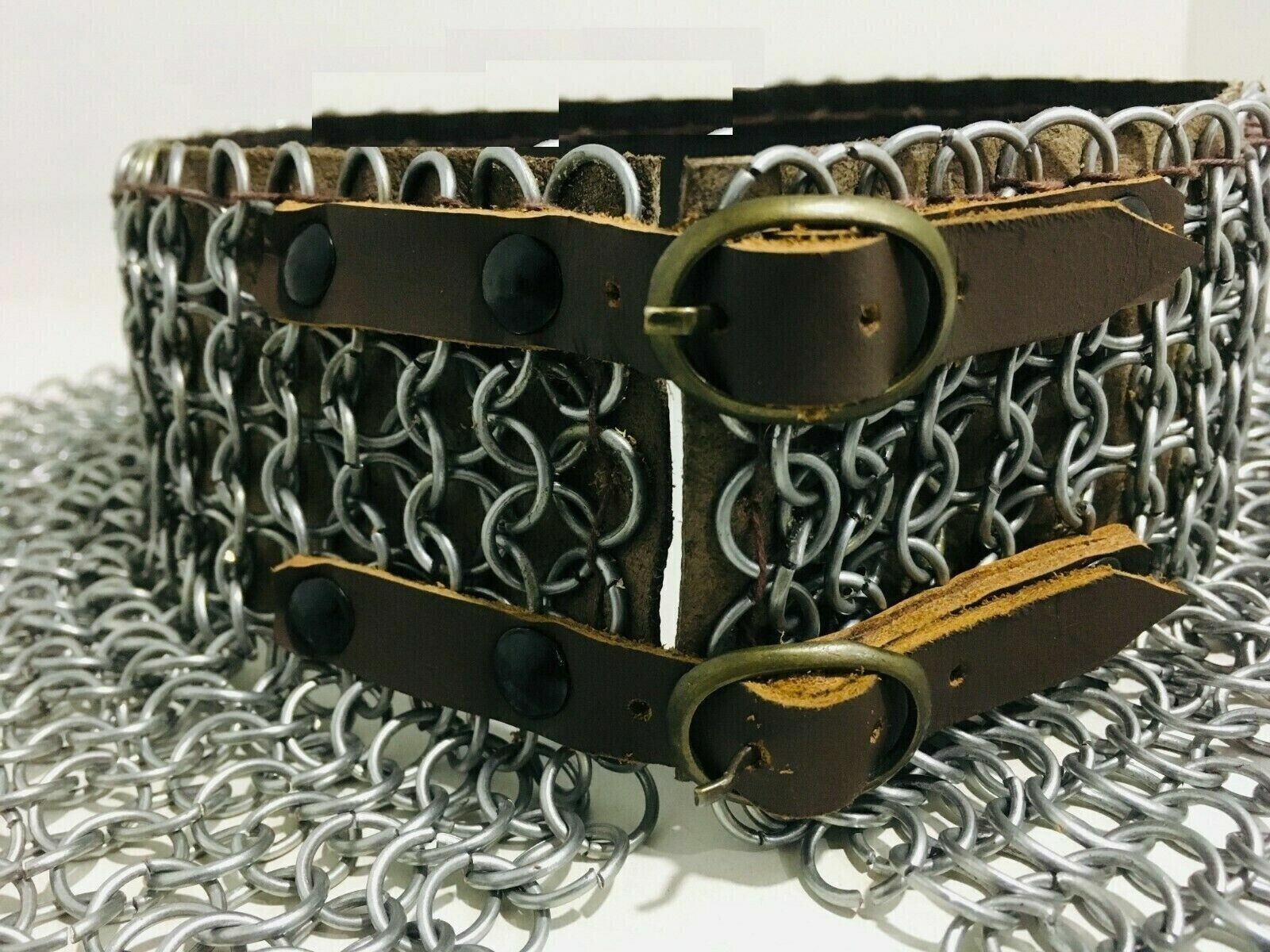 ChainMail Mild Steel 10mm Butted Collar Oil Finished w/ Brown Leather