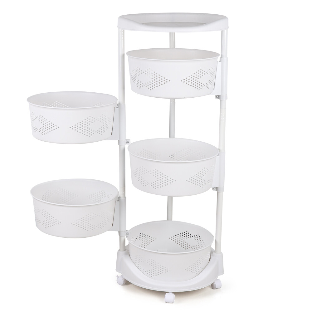 5 Tier Round Rotating Kitchen Storage Shelf Fruit Vegetable Storage Basket