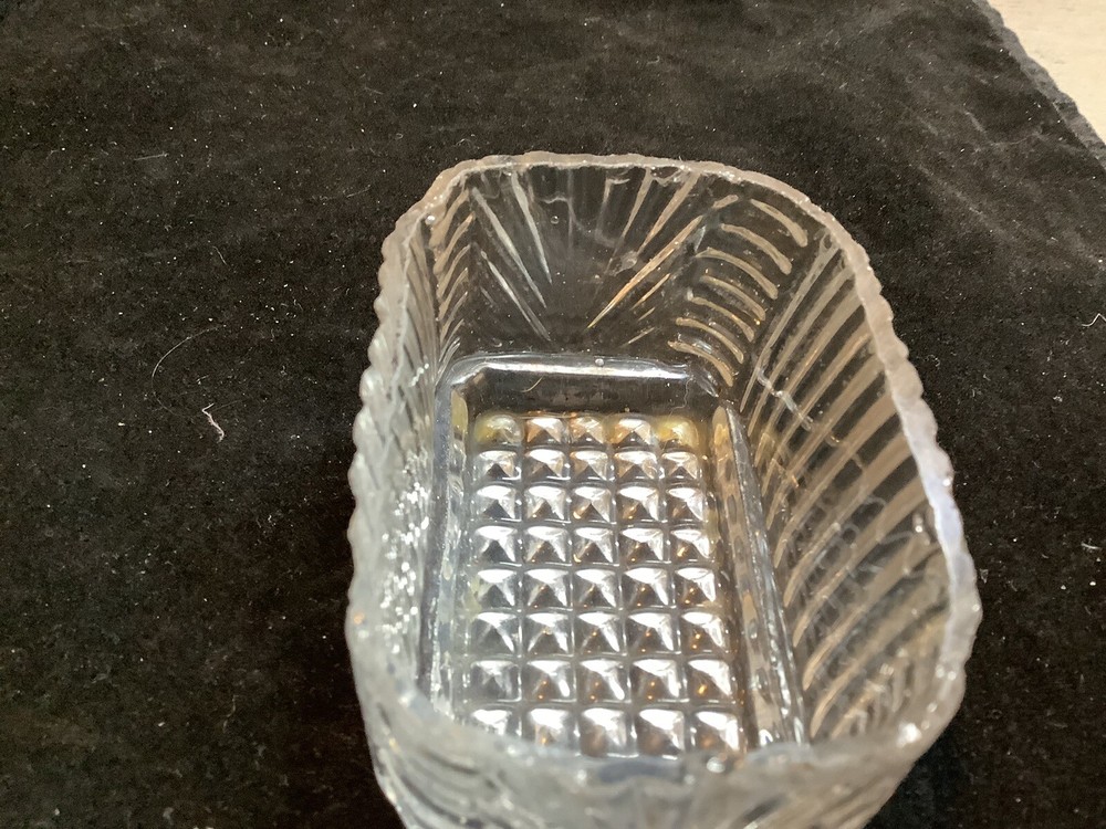 Earlier Than Lacy Glass 1800s Rectangular Shaped Lee Master Salt Cellar Dip