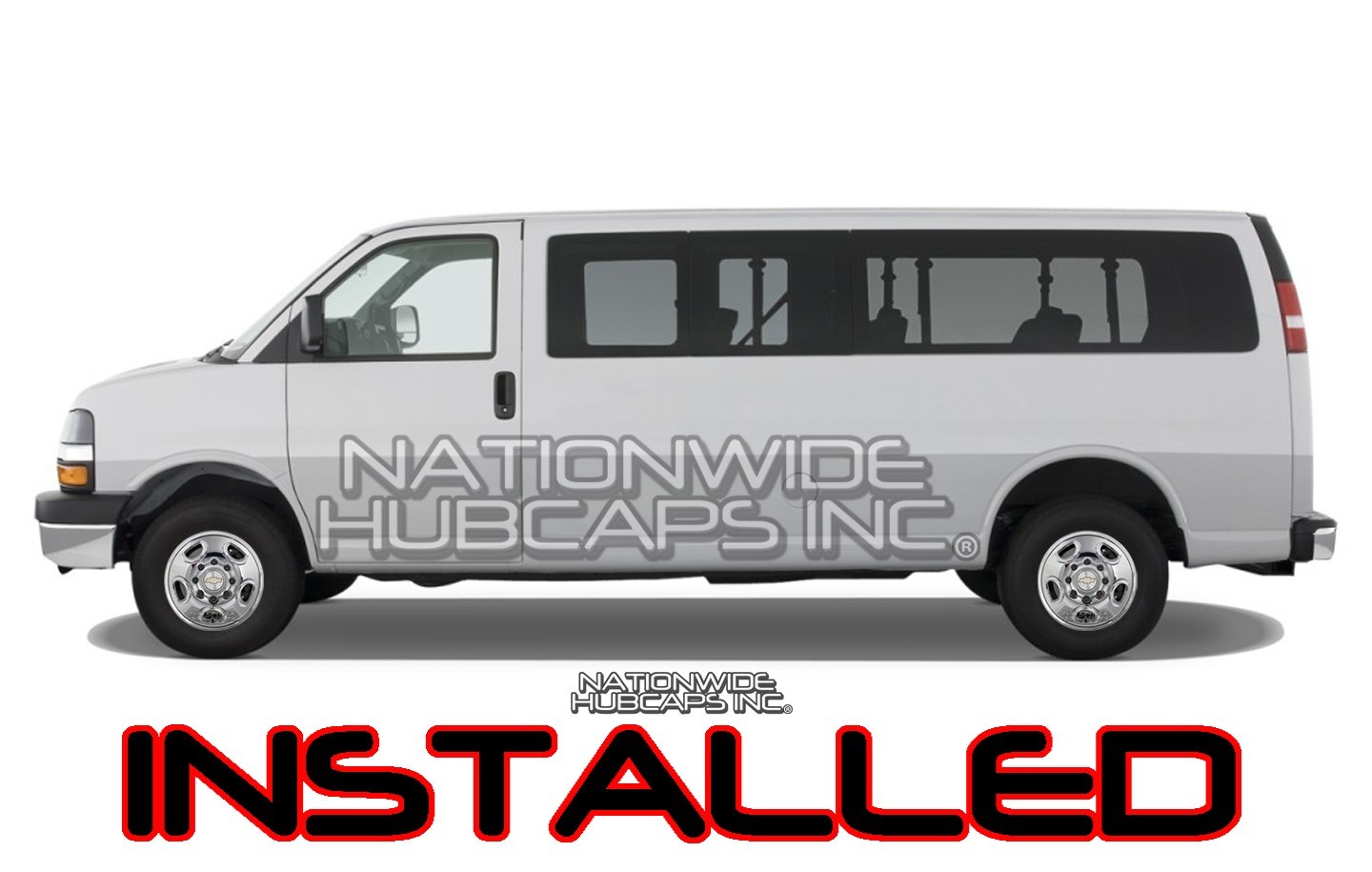 4 CHROME Express Van 16" 8 Lug Wheel Skins Hub Caps Rim Simulators Center Covers