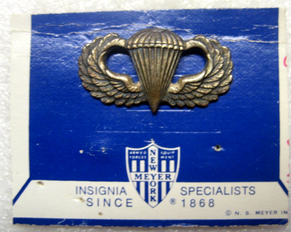 US Army Badge Parachutist ,basic ,by MS Meyer , 1970s