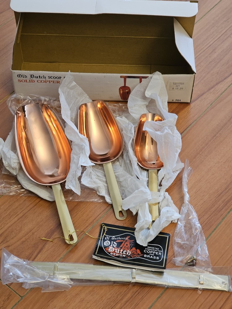 Old Dutch Scoop Set Solid Copper And Brass #701 4pc