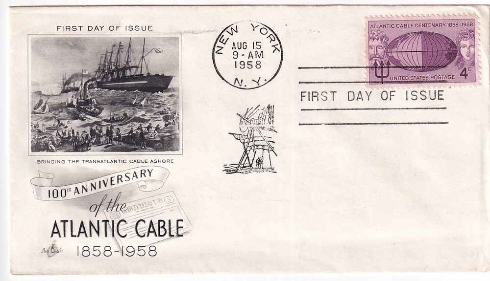 STAMP US SCOTT 1112 "Atlantic Cable Centenary" 4 CENT 1958 FDC - A