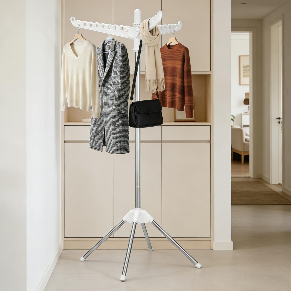 Rotatable and Foldable Clothes Drying Rack 59 Inch Laundry Drying Tree with 2...
