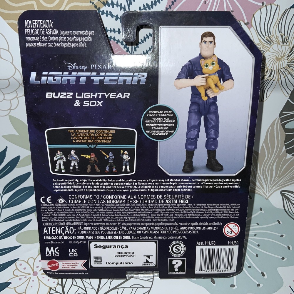 🐈 Disney Pixar Lightyear - Buzz Lightyear and Sox Action Figures - Mattel 🆕