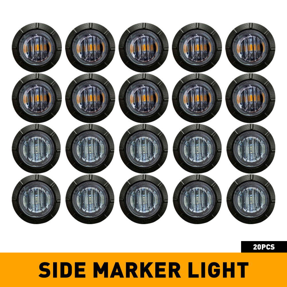 20X 3/4" LED Side Marker Lights Truck Trailer Round Amber Bullet Clearance Lamp