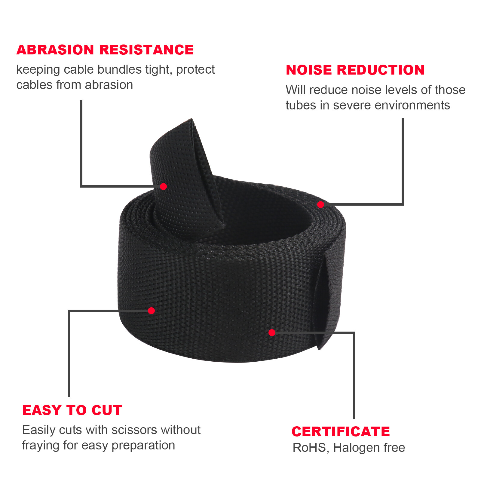 2:1 Braided Heat Shrinkable Sleeving Fabric Cable Wire Harness Abrasion Protect