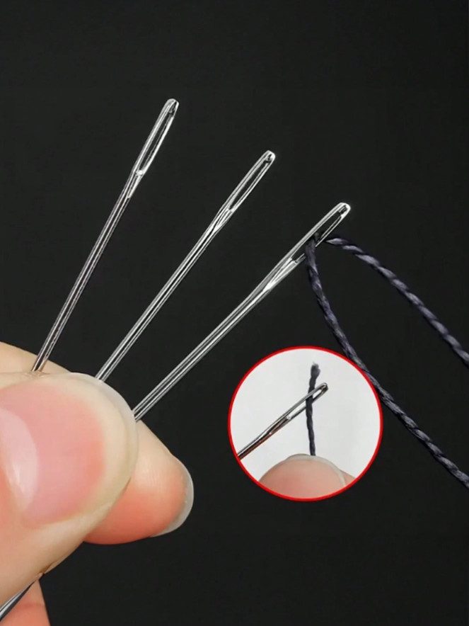 15-Pieces Big Eye Needle Set for Hand Sewing, Includes Needle Bottle
