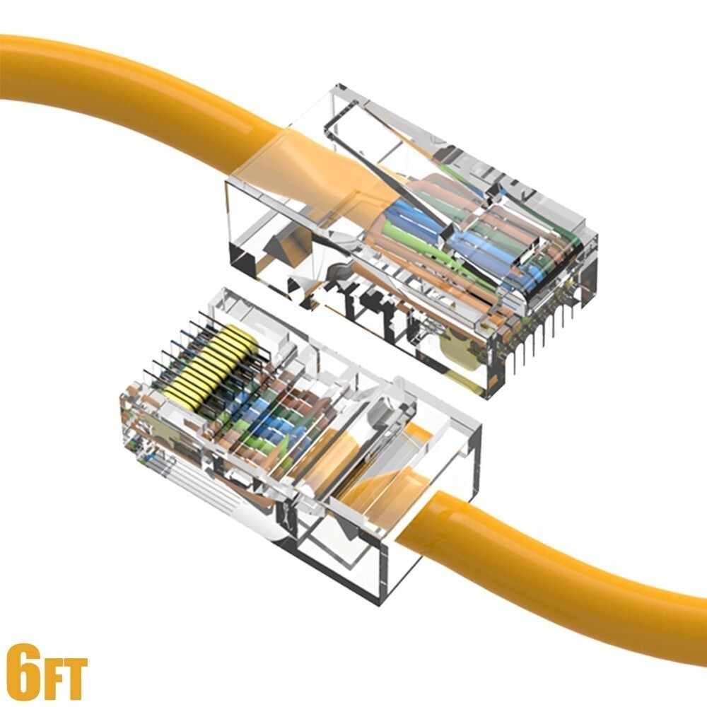 6Ft Cat5E Network LAN Ethernet Modem 24AWG UTP Patch Non-Boot Cable Yellow