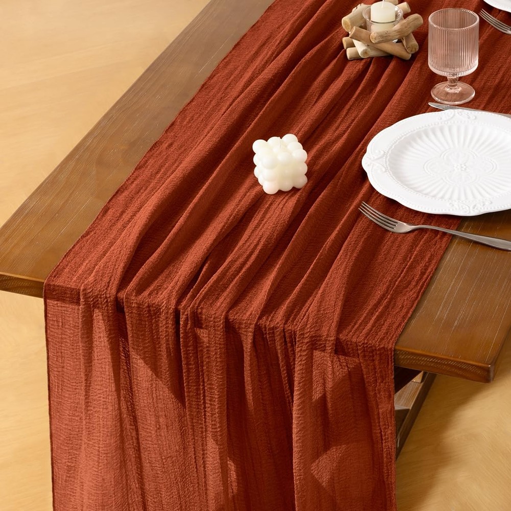 3pcs Terracotta Cheesecloth Table Runner Easter Spring Gauze 120 Inch Rustic ...