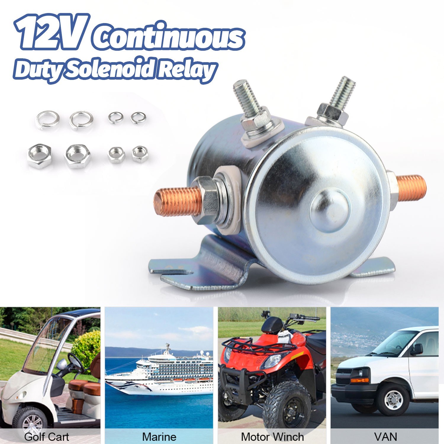 300A 12V Continuous Duty Solenoid Relay Fit For Golf Carts Winch Marine