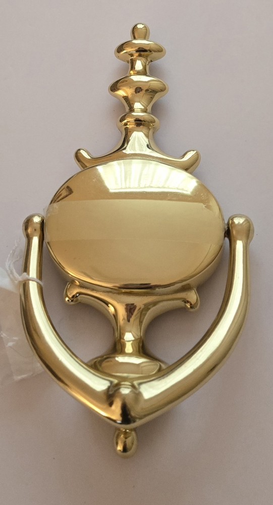 Solid Brass Door Knocker New Not Engraved 9" by 4.25" Shiny including hardware