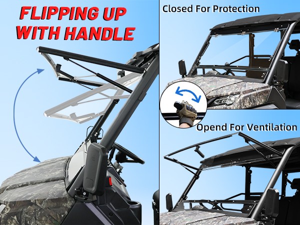 Front Flip Windshield Scratch Resistant for CFMOTO UFORCE 1000/XL 2019-2026