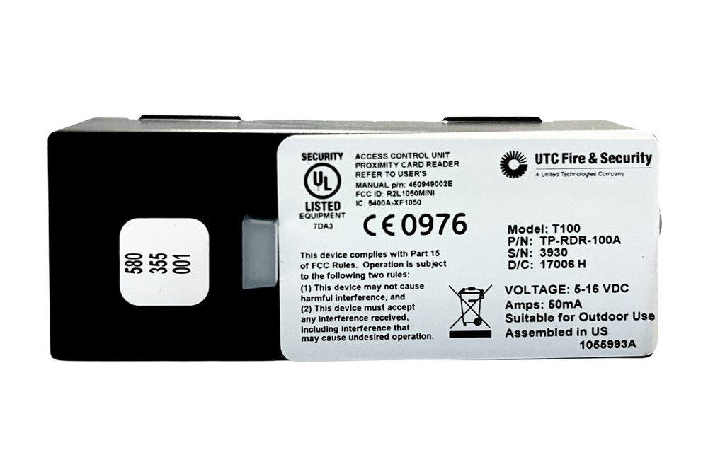 Interlogix TP-RDR-100A TruPortal T-100 Model Card Reader with 3 Covers