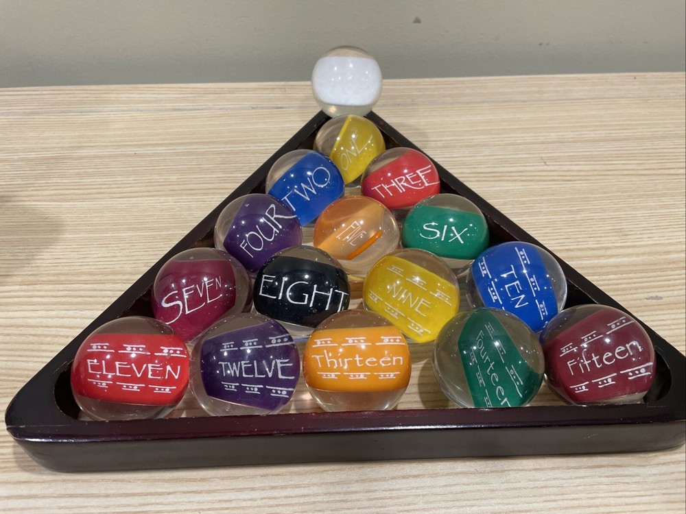 Optex Clear Lucite Pool Balls Complete Set