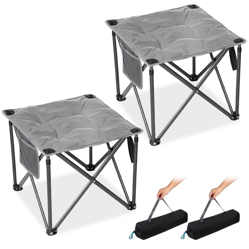 Oversized Camping Stool for Adults, 2 Pack Thick Padded 18.1 Inch Folding Ott...