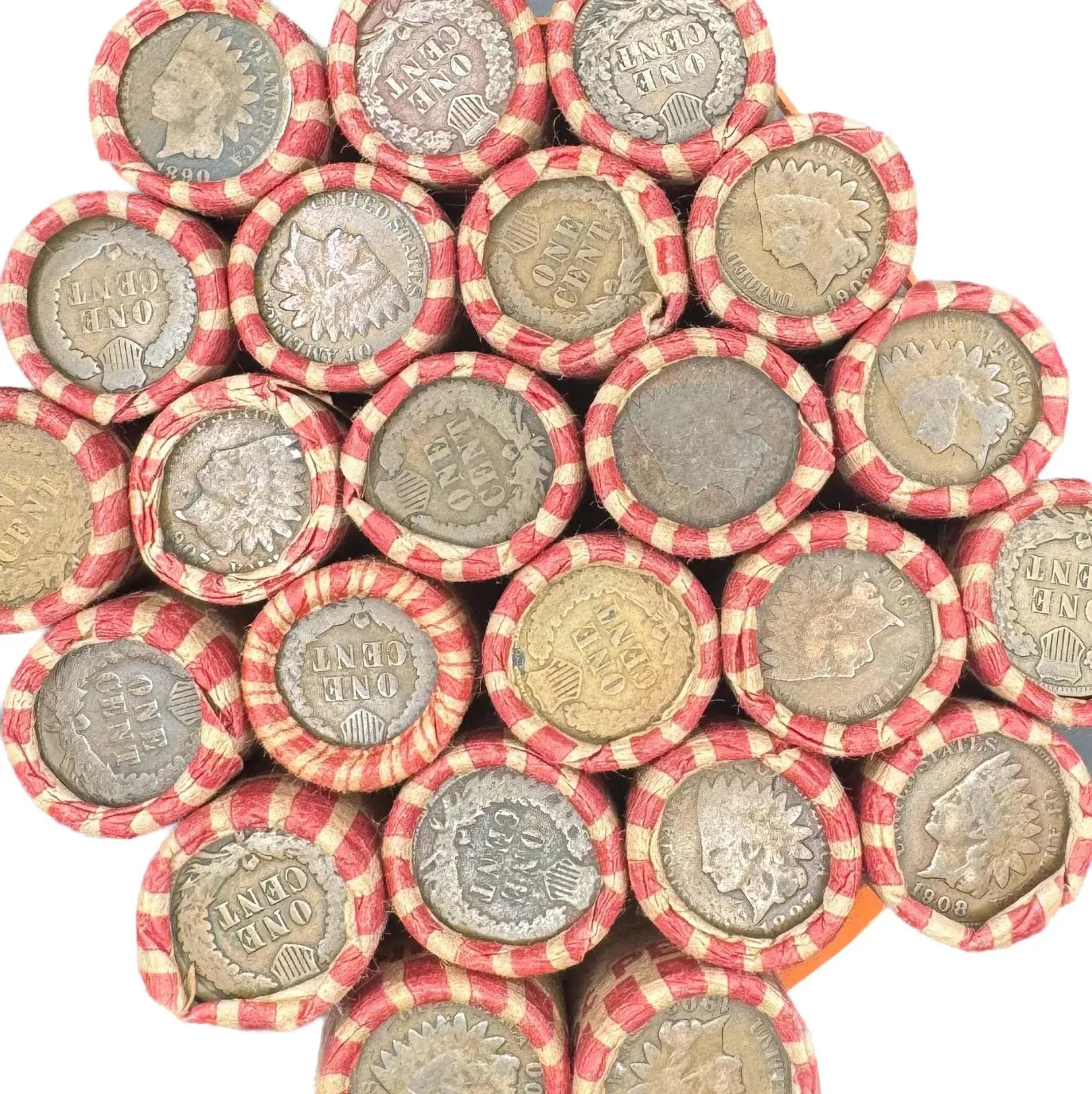 SEALED WHEAT INDIAN HEAD PENNY MIX SHOTGUN ROLL WITH INDIAN CENT END COIN