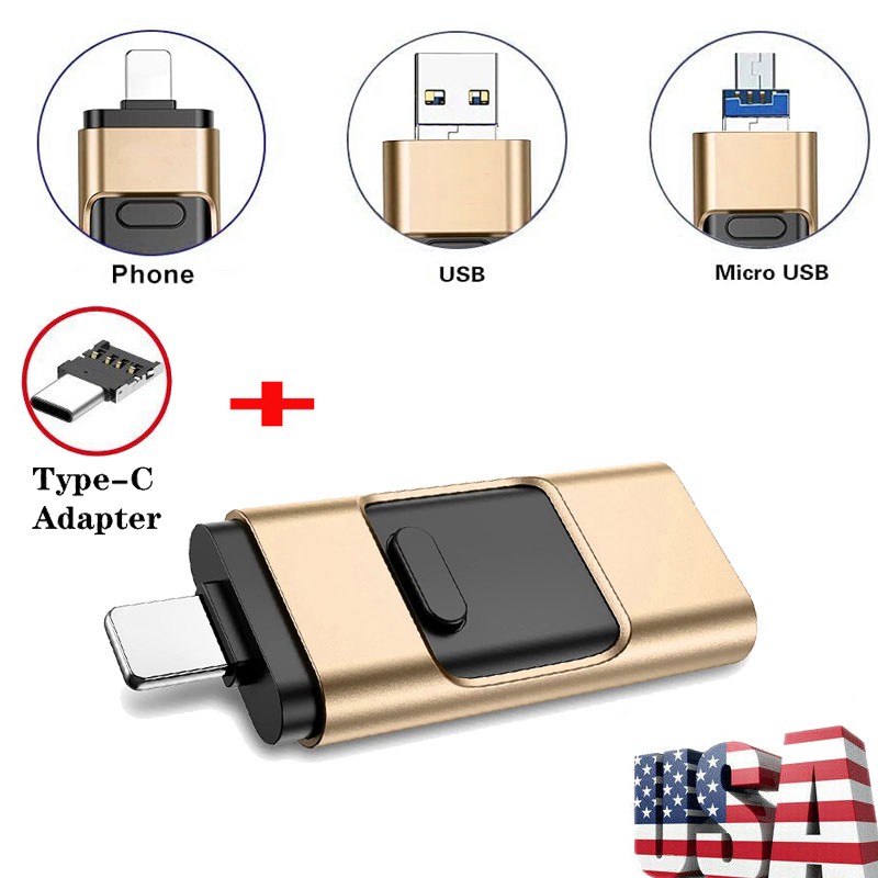 OTG USB iFlash Drive Pendrive U Disk +Type C Adapter For Android iPhone Computer