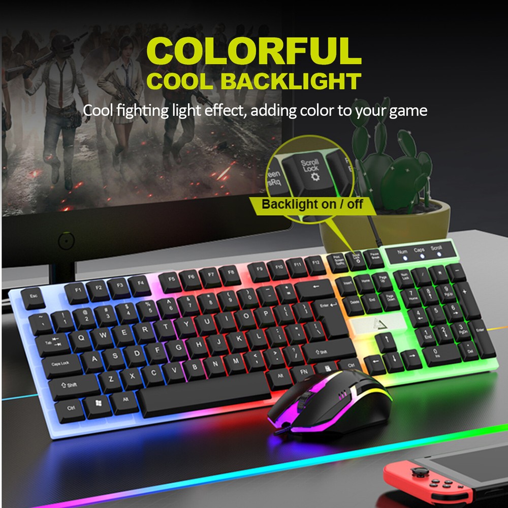 Wired Mechanical Gaming Keyboard & Mouse Kit Backlit Fit Desktop Computer