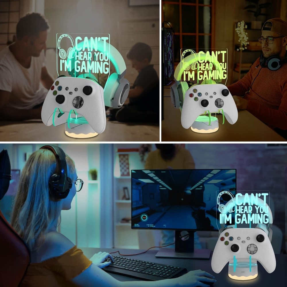 Headphone Controller Stand Light up 16 Colors 3D LED Lights Headset Gamepad