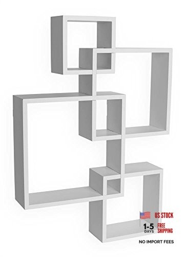 BR1023WH Decorative Wall Mount Floating Intersecting Cube Accent Wall White