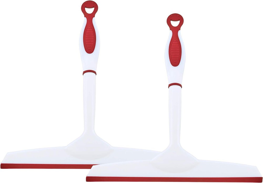 Superio 10" Window Rubber Squeegee with Hanging Loop, 2 pack Red