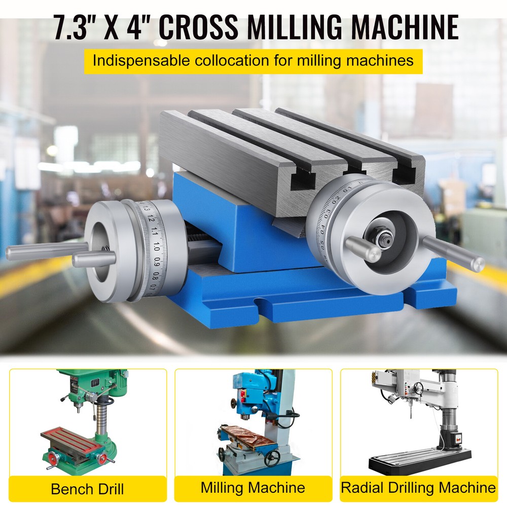 VEVOR Milling Drilling Machine Worktable Cross Slide Table Bench Table 7.3" X 4"