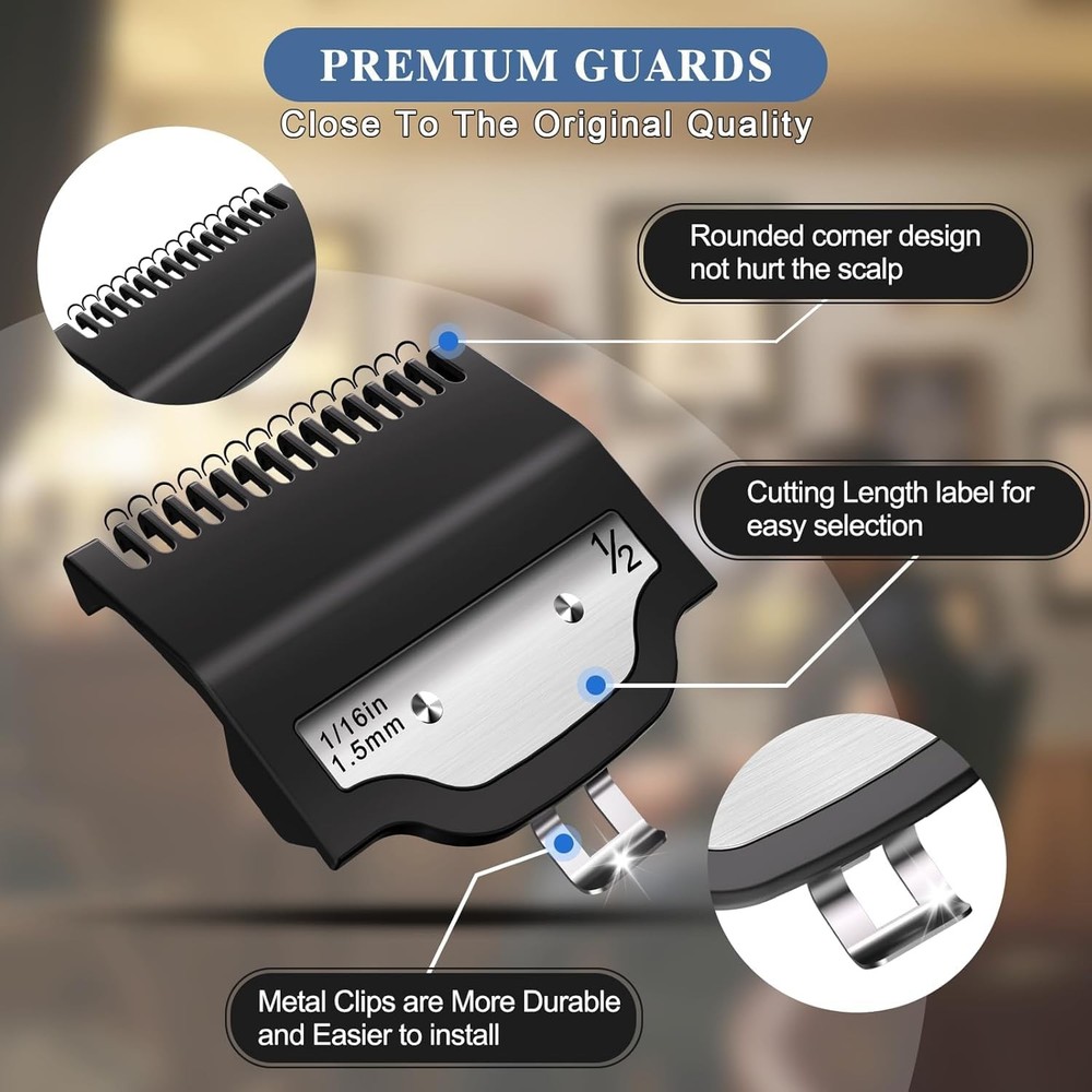 Professional for Wahl Clipper Guards Set, 10 Pcs Coded Cutting 10 Pack, Black