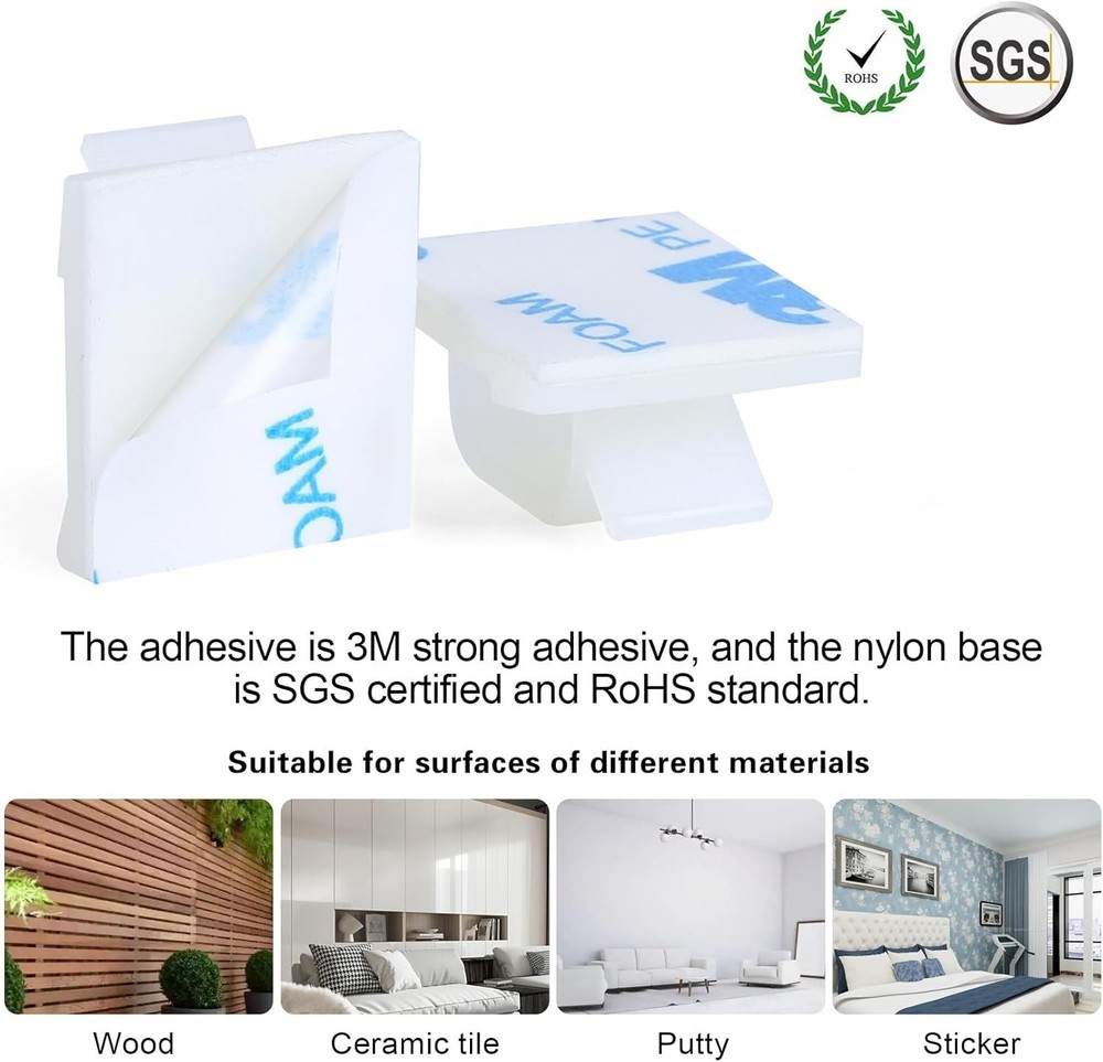120 Pcs Self-Adhesive Cable Wire Clips - Elegant White Cable Management