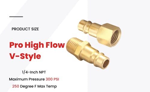 Pro High Flow Coupler & Plug Kit 28 Piece Vstyle 1/4 In. Npt Solid Brass Quick