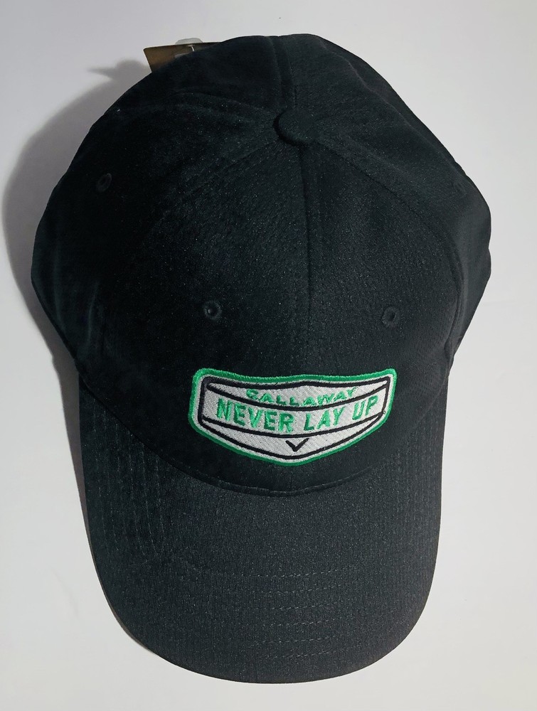 Callaway Never Lay Up Mens Black Adjustable StrapBack Hat New