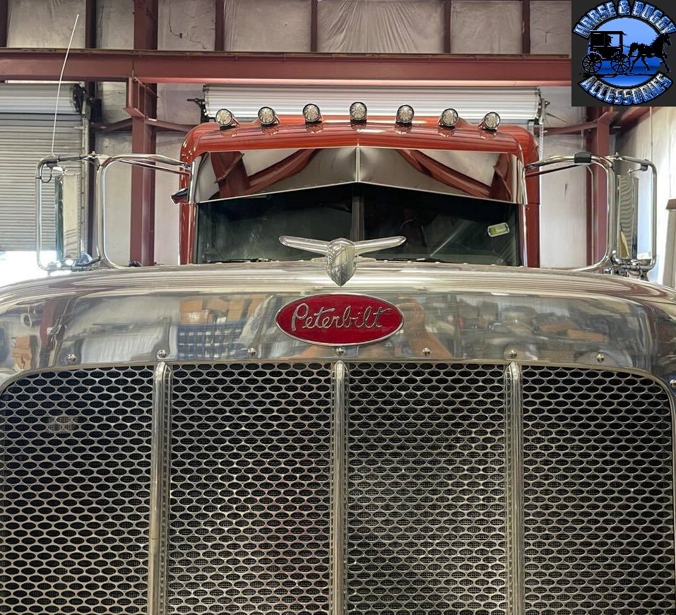 Rollin low Peterbilt 12" x 8" reverse bowtie visor 14 gauge 304 s.s. 379 389