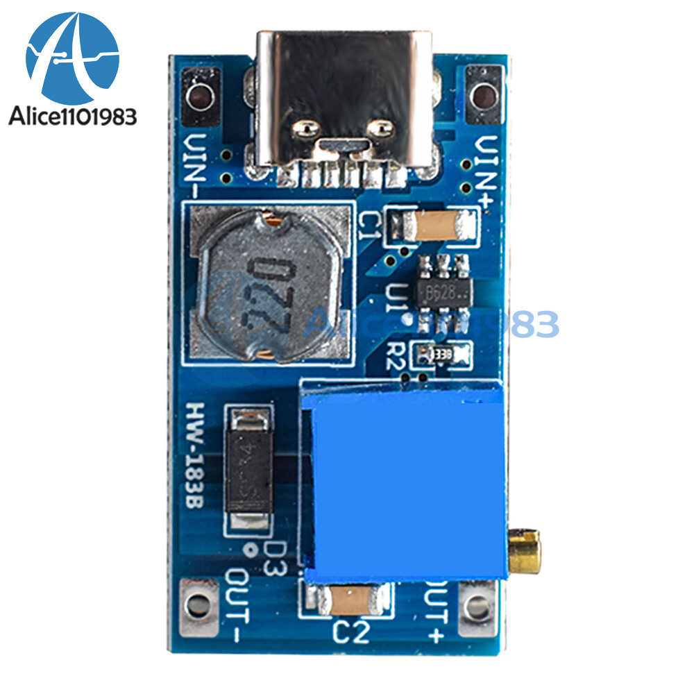 2A Step-up Board MT3608 2V-24V Input DC Boost Converter Module Micro USB/Type-C