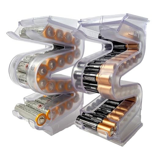 Battery Ladder Organizer Case for Batteries - Stackable or AA & AAA 2 - Pack