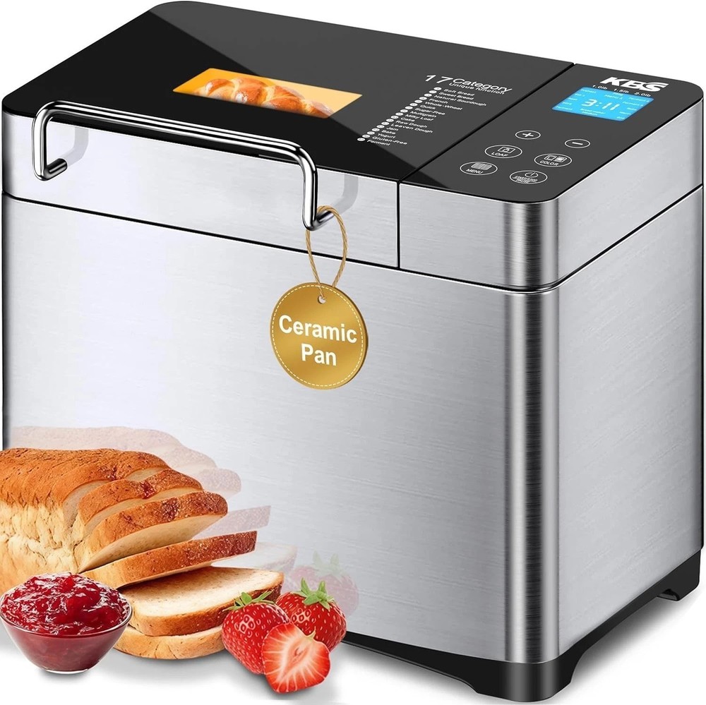 Healthy Non-Stick 2LB Bread Maker with Custom Crust Settings & Warm Function