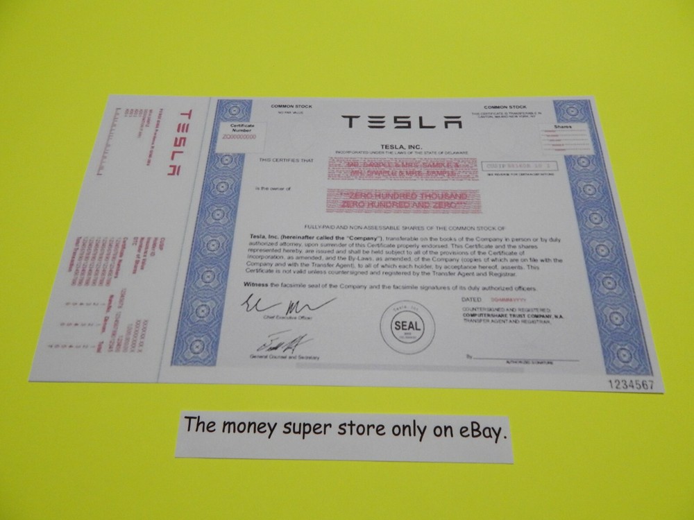 Tesla Red letter stock certificate COPY of original document item #369.