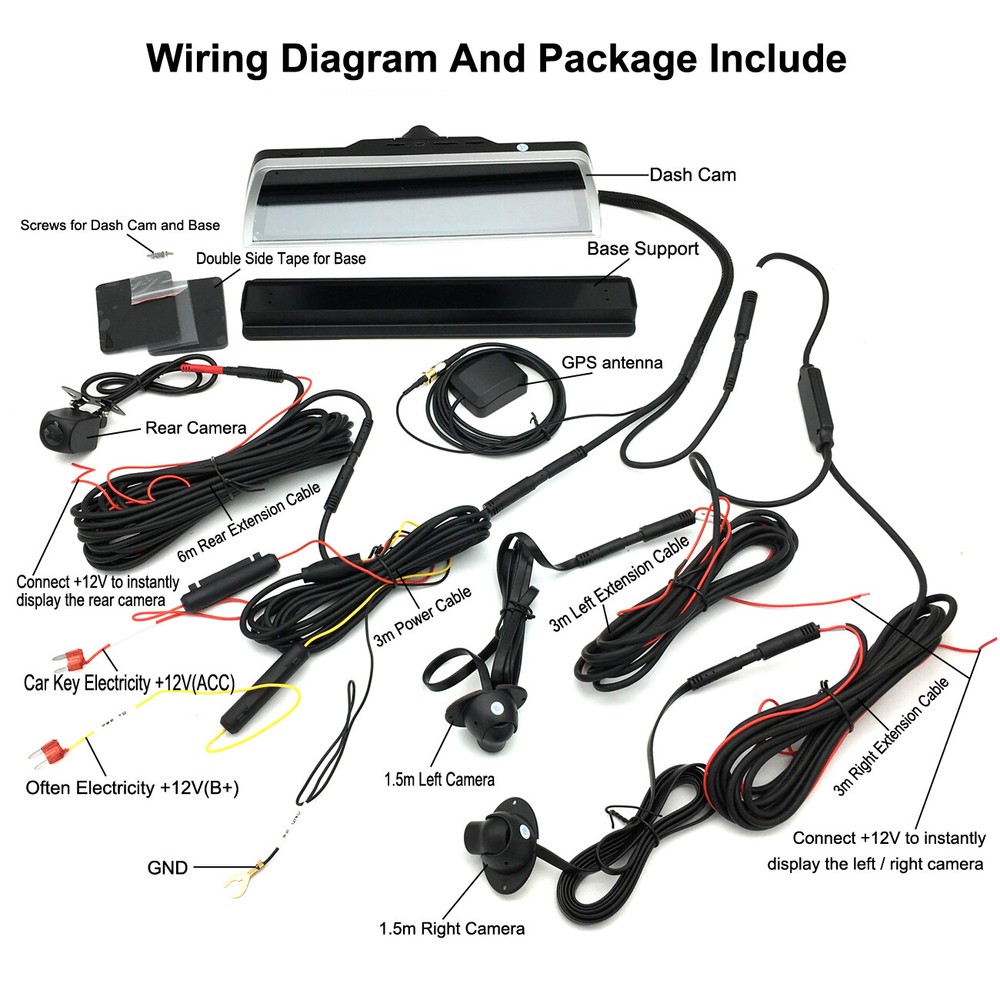 Newest dash camera dashboard Android car DVR camera driving recorder 4 cameras