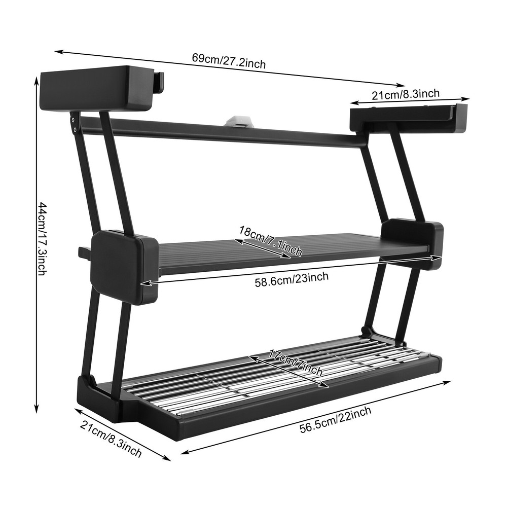 2 Layers Pull Down Storage Rack Spice Rack Kitchen Under Cabinet Organizer Stand