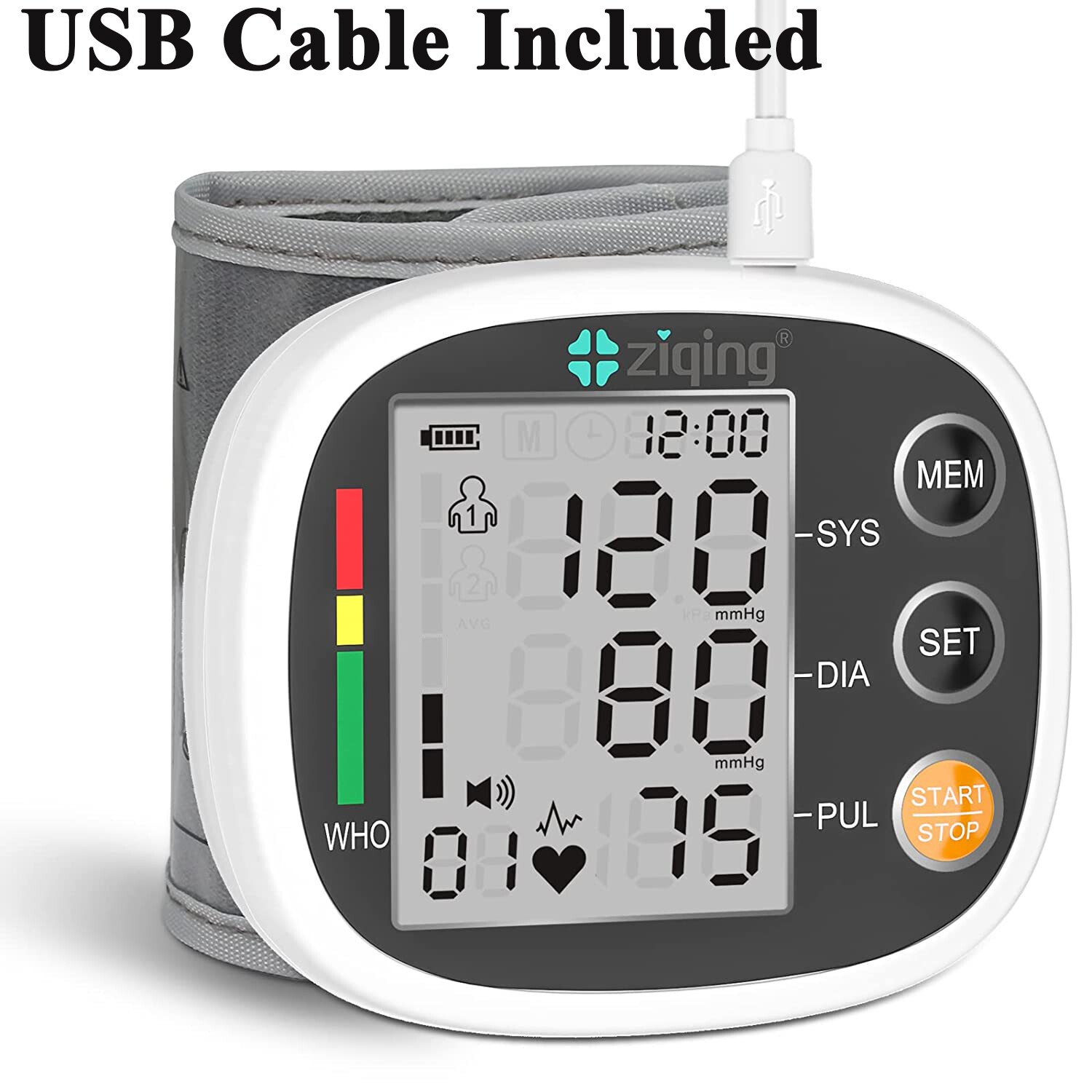 Automatic Wrist Blood Pressure Monitor Heart Rate Machine or Finger Splint