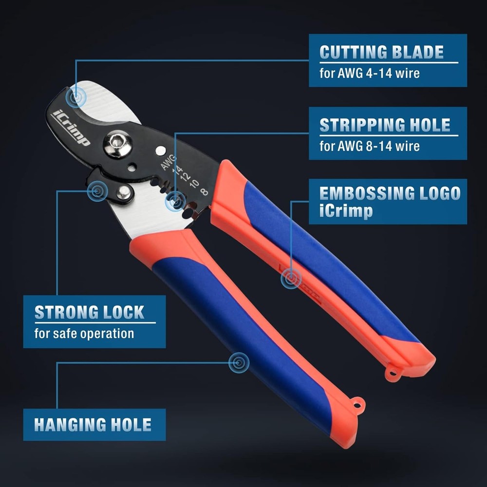 iCrimp Wire Stripper Cable Cutter 2 in 1 Multifunction Cutting Tool...