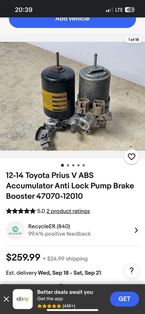 丰田普锐斯V-ABS助力泵